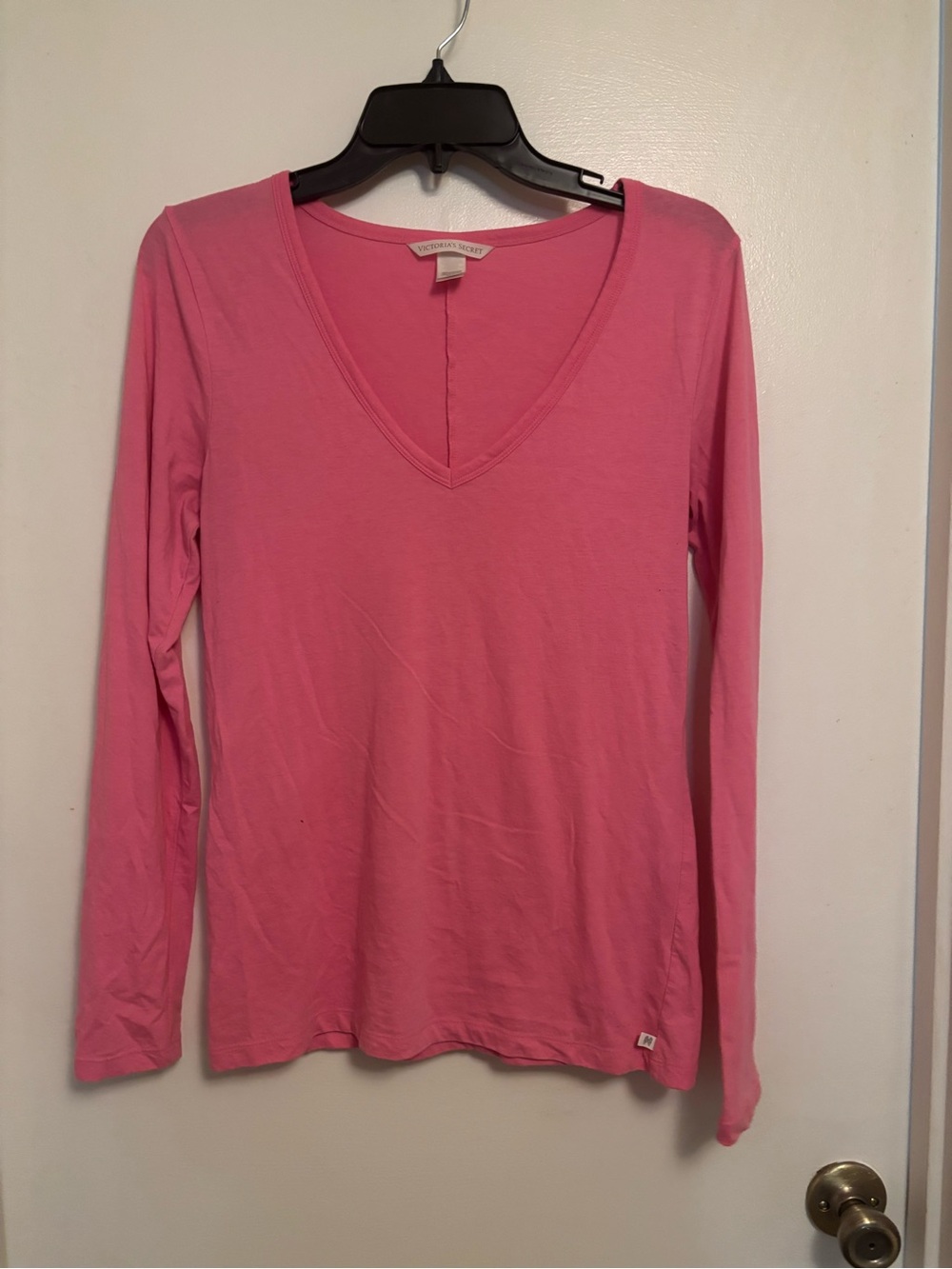 PINK Victoria's Secret Lightweight Pink V-Neck Long Sleeve Tee